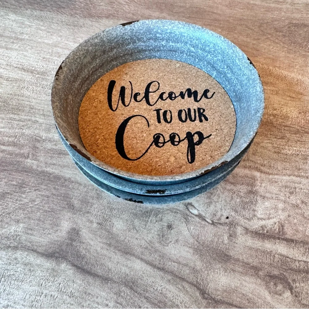 Welcome To Our Coop Farmhouse Country Chicken Lover Coaster Set Of 4 Decor